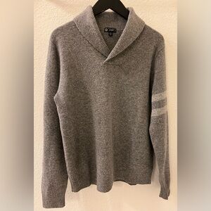 Vintage J.Crew Shawl Collar Sweater in Lambs Wool, Grey, Size Small.
